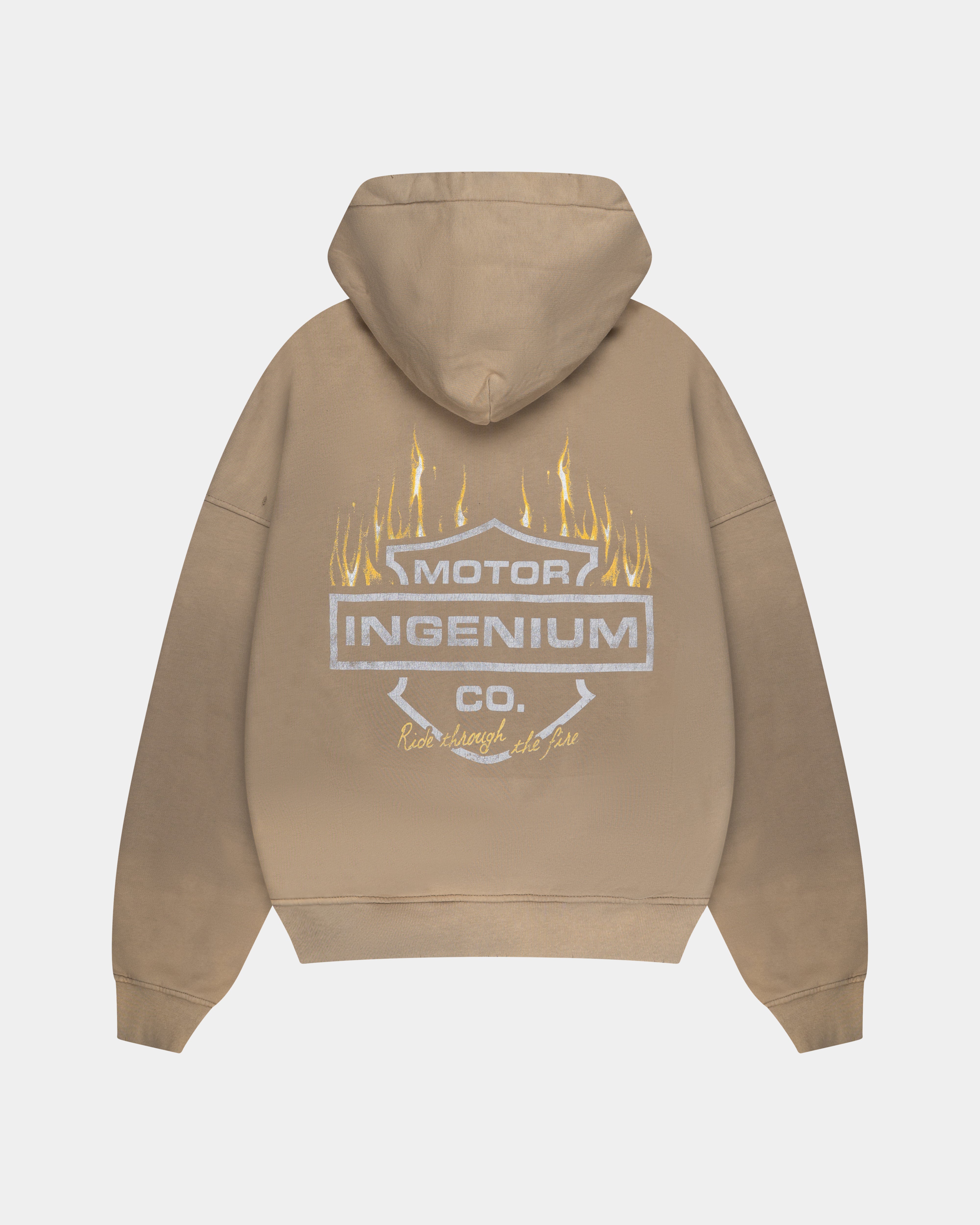 MOTOR CO. ZIP HOODIE – CAMEL