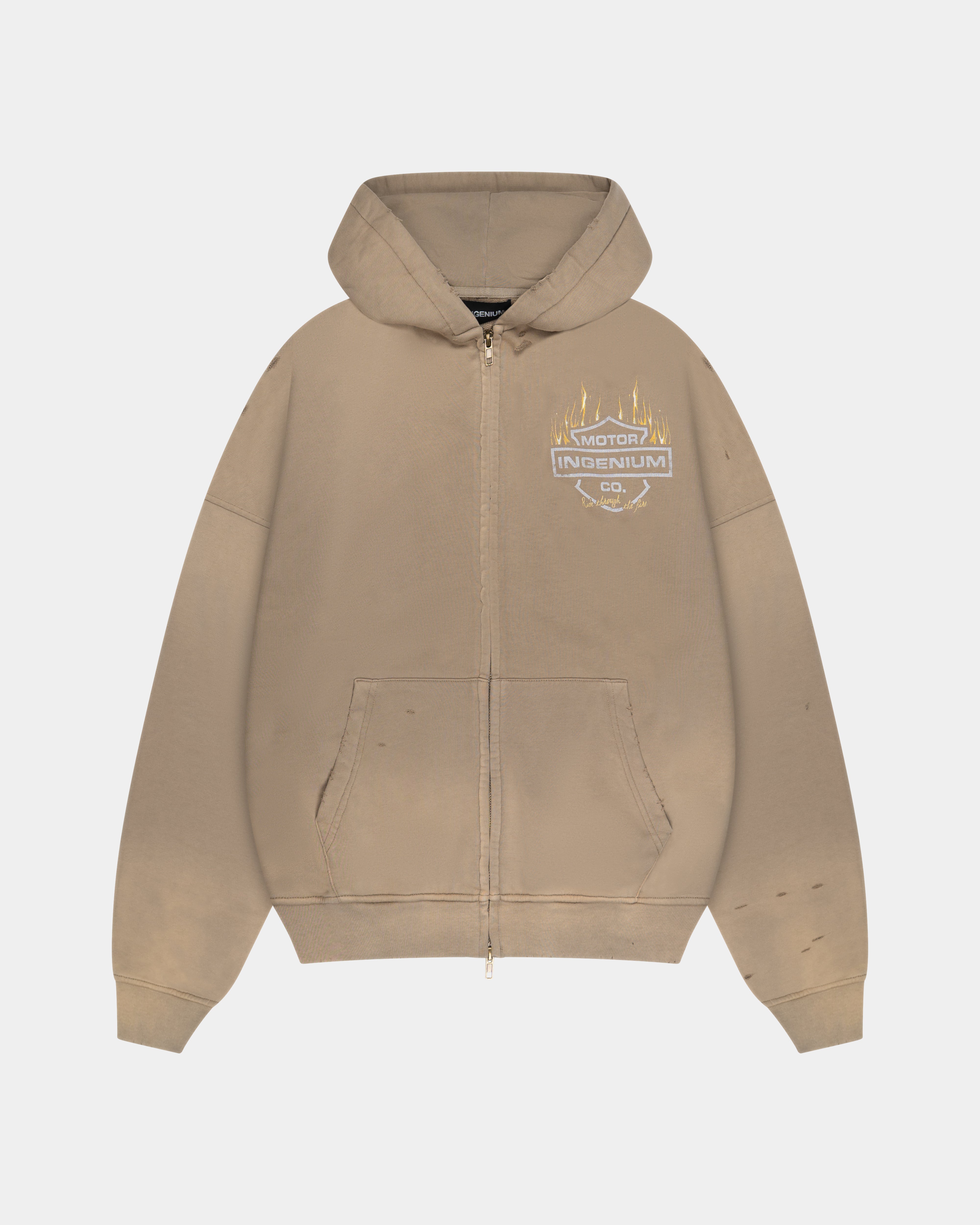 MOTOR CO. ZIP HOODIE – CAMEL