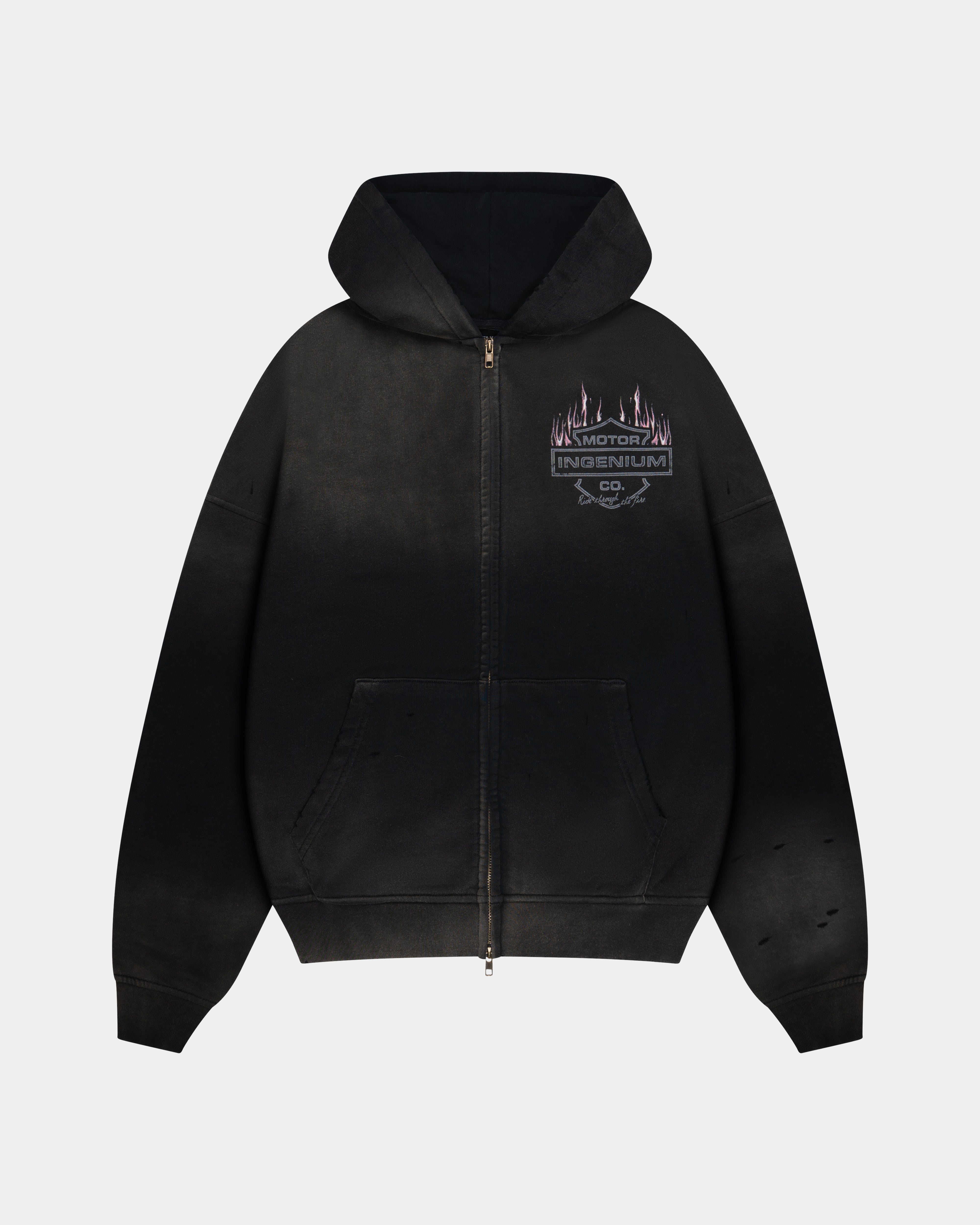 MOTOR CO. ZIP HOODIE – FADED BLACK